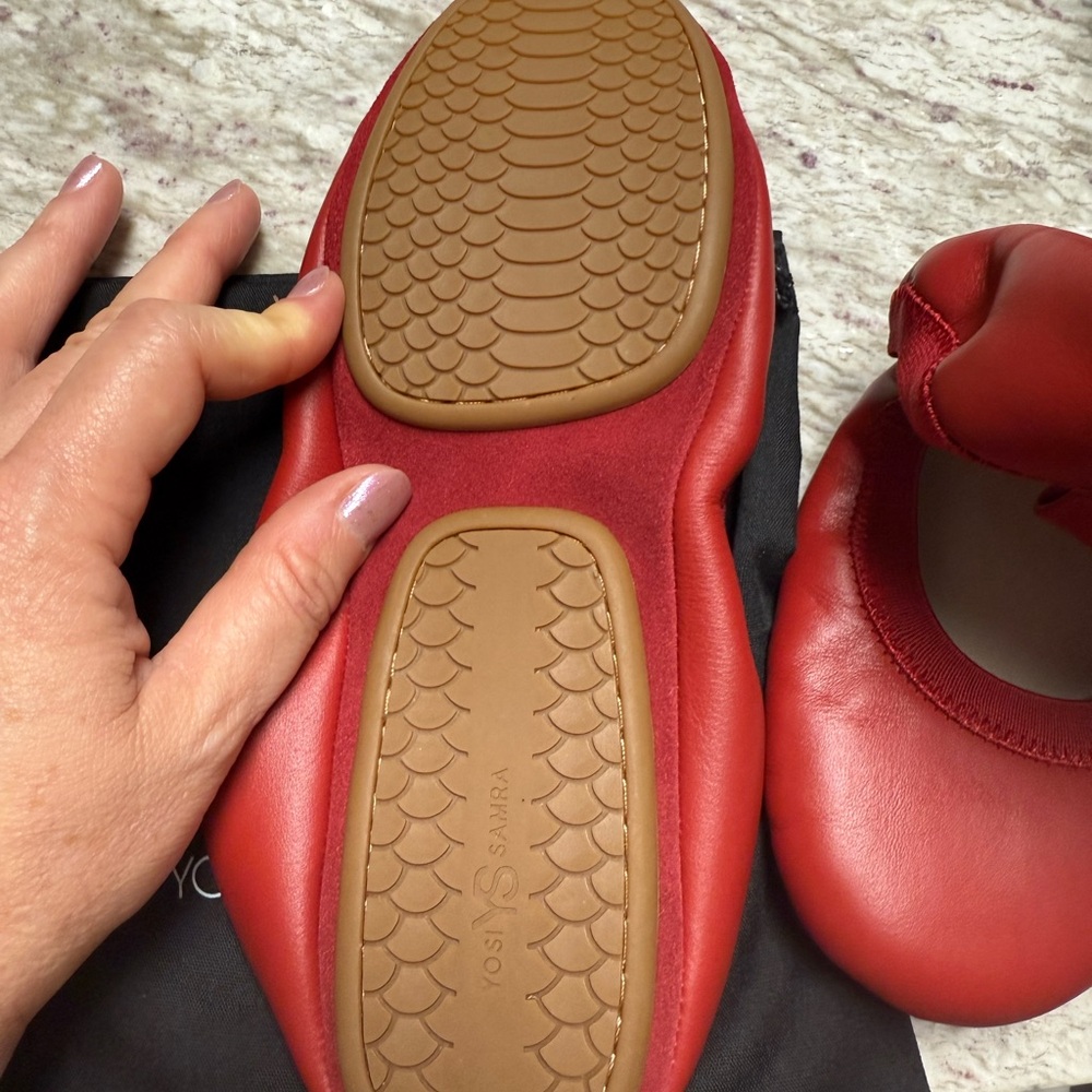 Yosi Samra Red Leather Flats - Picture 6 of 7